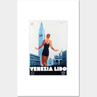 VENEZIA LIDO Italy Holiday Travel Advertisement Vintage Italian Poster. Posters and Art